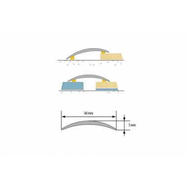 Profilis Cezar W-AL-LPO60K-C0-100, aliuminio, 1 m x 60 mm