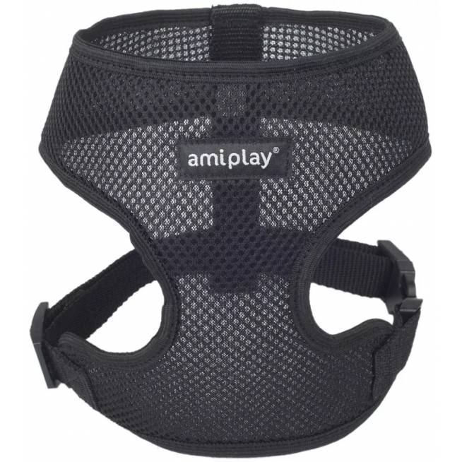 Petnešos šunims Amiplay Air, juoda, 400 - 550 mm x 34 mm, 40-55