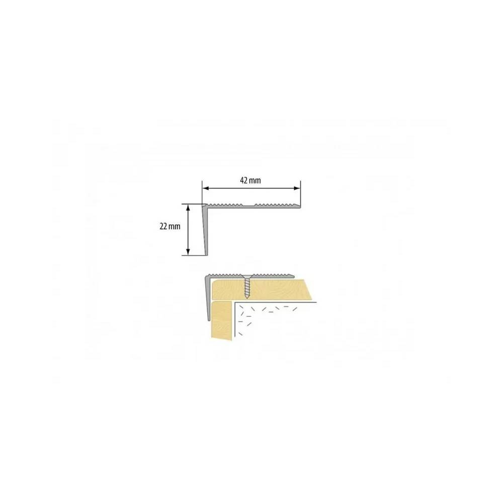 Laiptų kampas Cezar W-AL-LSSR-C23-300, aukso, 3 m x 42 mm