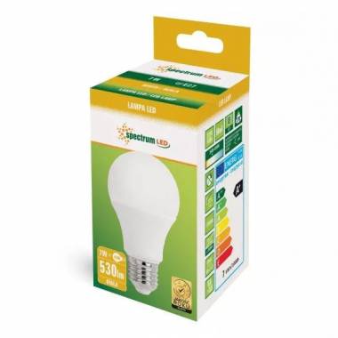 Lemputė Spectrum LED, A60, balta, E27, 7 W, 610 lm