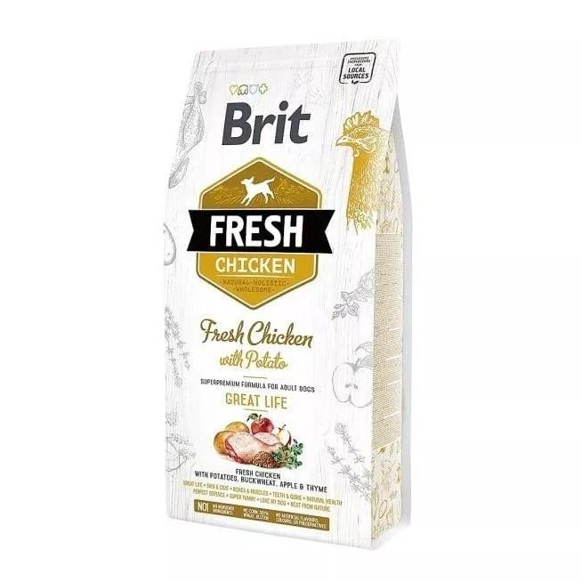 Sausas šunų maistas Brit Adult Fresh Chicken With Potato Great life, vištiena, 2,5 kg