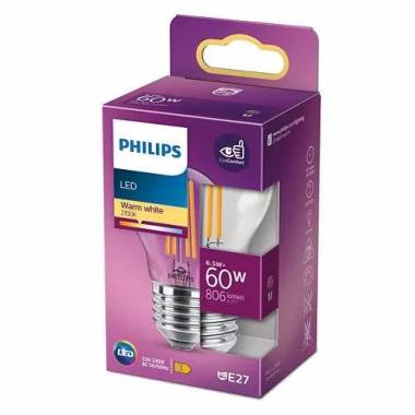 Lemputė Philips LED, P45, šiltai balta, E27, 60 W, 806 lm