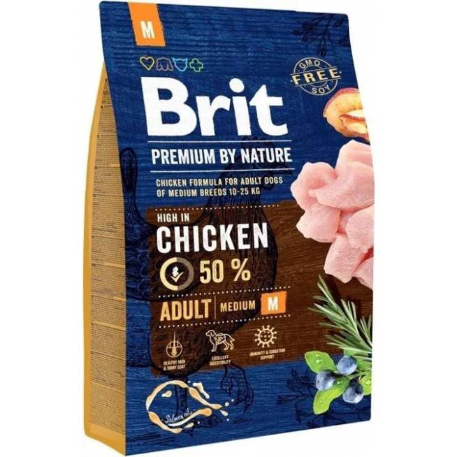 Sausas šunų maistas Brit Premium By Nature Adult Medium, 3 kg