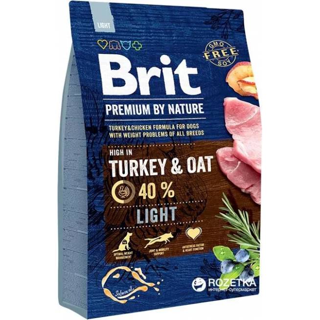 Sausas šunų maistas Brit Premium By Nature Light, kalakutiena, 3 kg