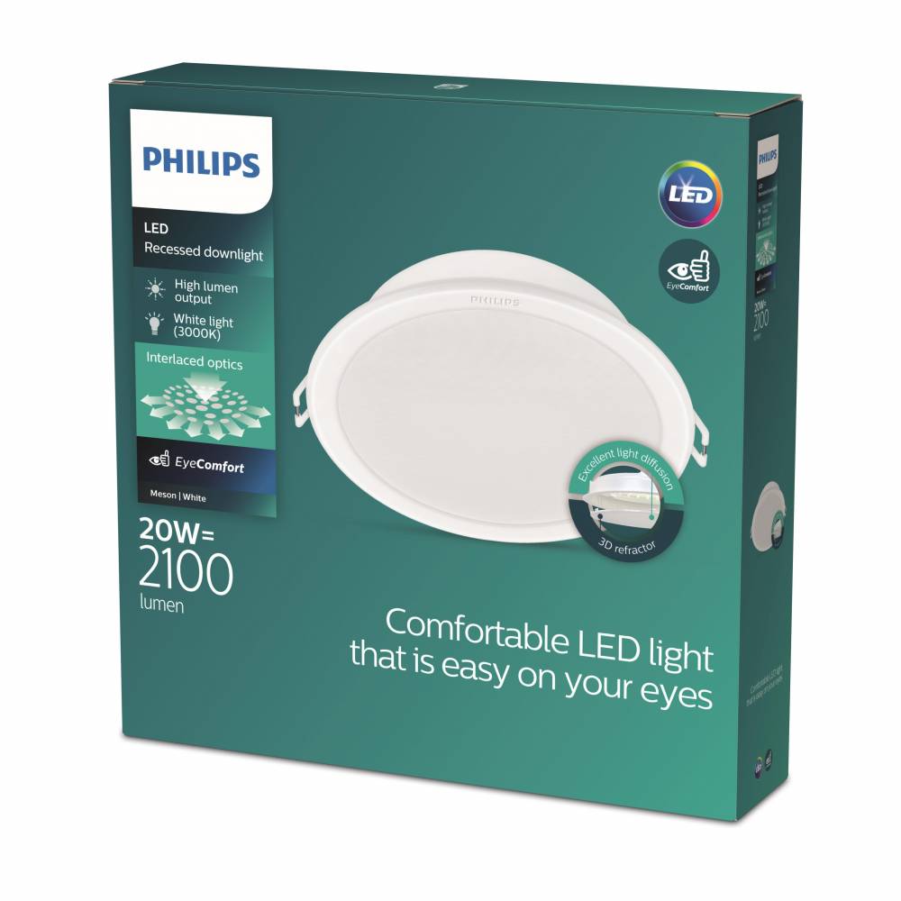 Įmontuojamas šviestuvas įleidžiamas Philips Meson, 3000°K, LED, baltas