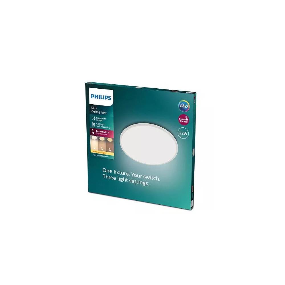 Šviestuvas plafonas Philips SuperSlim, 2700°K, LED, baltas