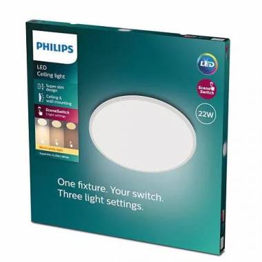 Šviestuvas plafonas Philips SuperSlim, 2700°K, LED, baltas