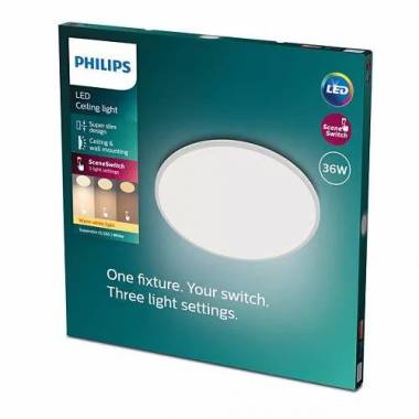 Šviestuvas lubų Philips SuperSlim, 2700°K, LED, baltas