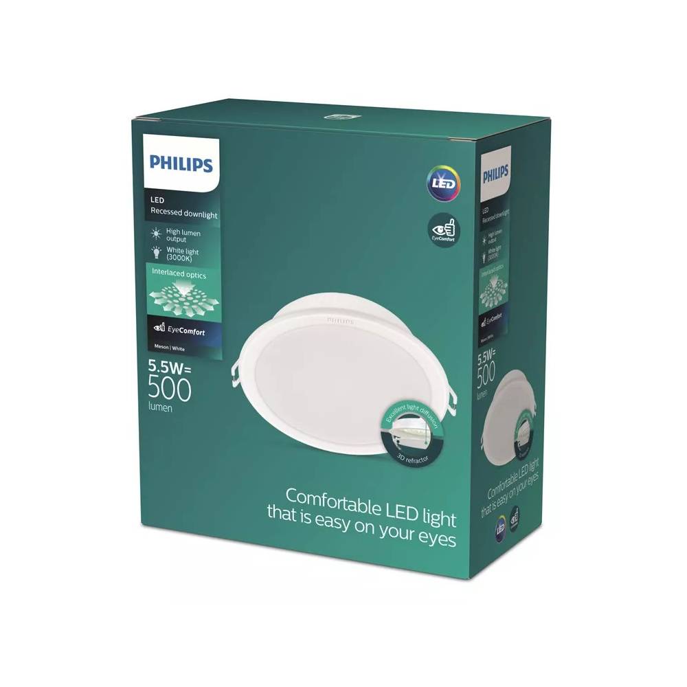 Įmontuojamas šviestuvas įleidžiamas Philips Meson, 3000°K, LED, baltas