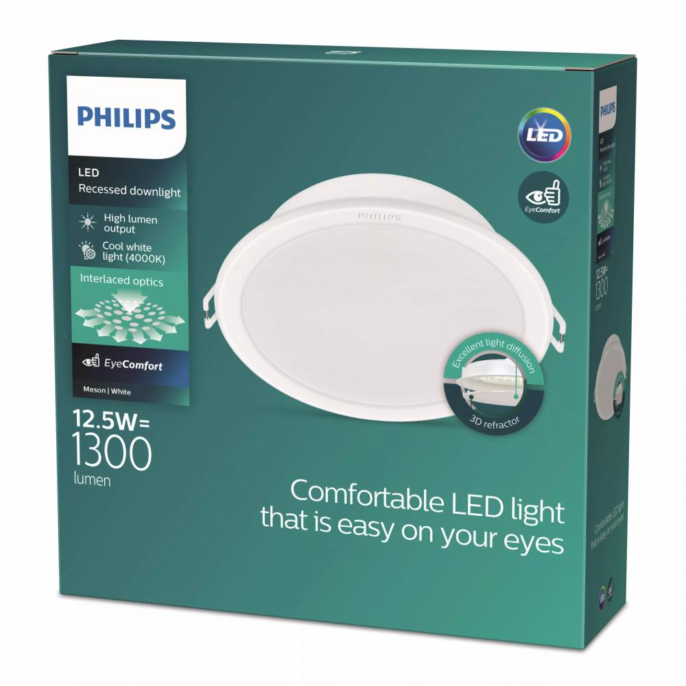 Įmontuojamas šviestuvas įleidžiamas Philips Meson, 4000°K, LED, baltas