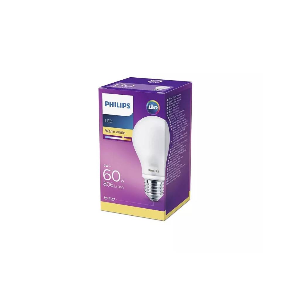 Lemputė Philips LED, A60, balta, E27, 7 W, 806 lm