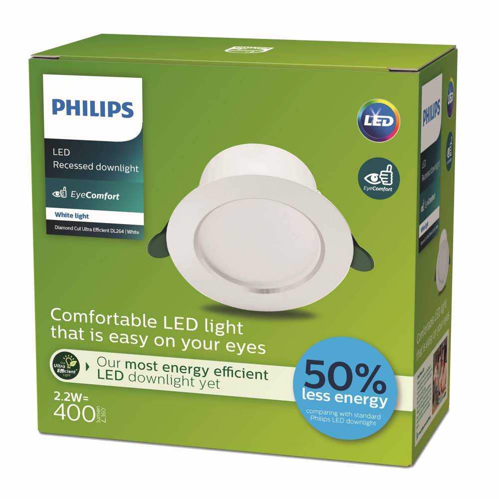 Įmontuojamas šviestuvas įleidžiamas Philips Diamond Cut Ultra, 3000°K, LED, baltas