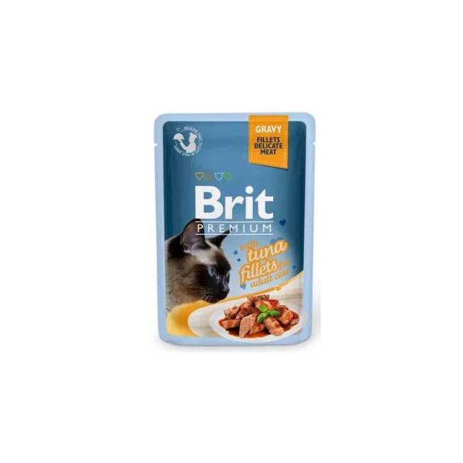 Šlapias kačių maistas Brit Premium Tuna Fillets In Gravy, tunas, 0.085 kg