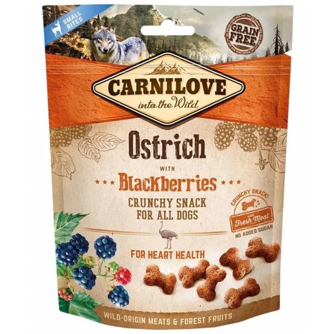 Skanėstas šunims Carnilove Ostrich Blackberries, 0,2 kg