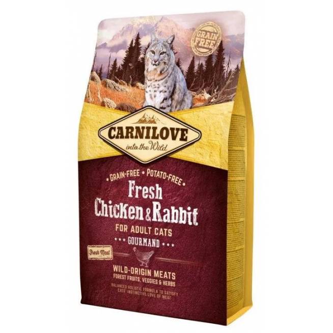 Sausas kačių maistas Carnilove Adult Cat Fresh Chicken & Rabbit, triušiena, 2 kg