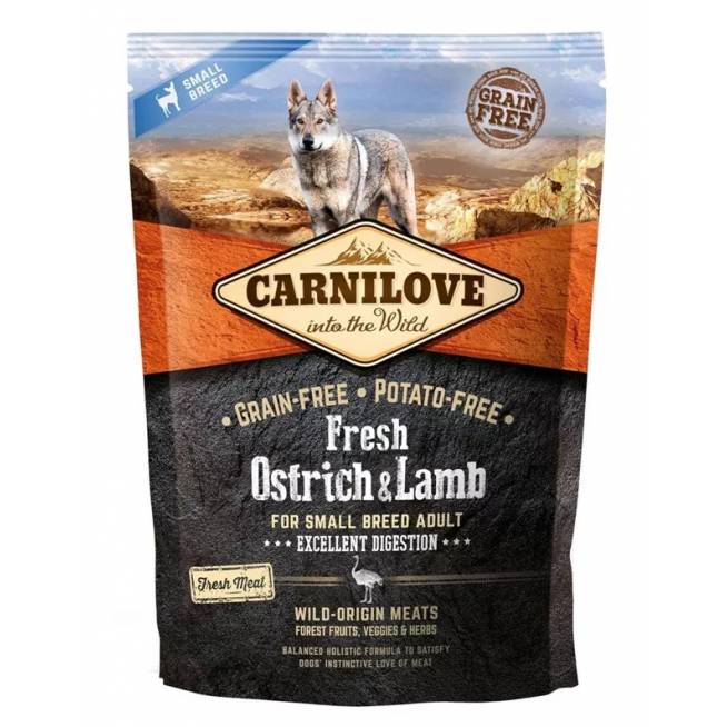 Sausas šunų maistas Carnilove Adult Dog Small Breeds Fresh Ostrich & Lamb, ėriena/strutiena, 1.5 kg