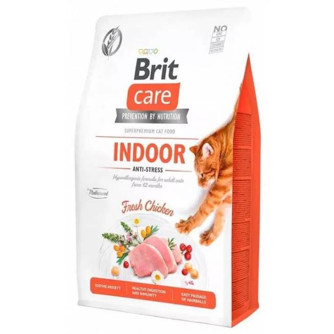 Sausas kačių maistas Brit Indoor Anti-stress, vištiena, 2 kg