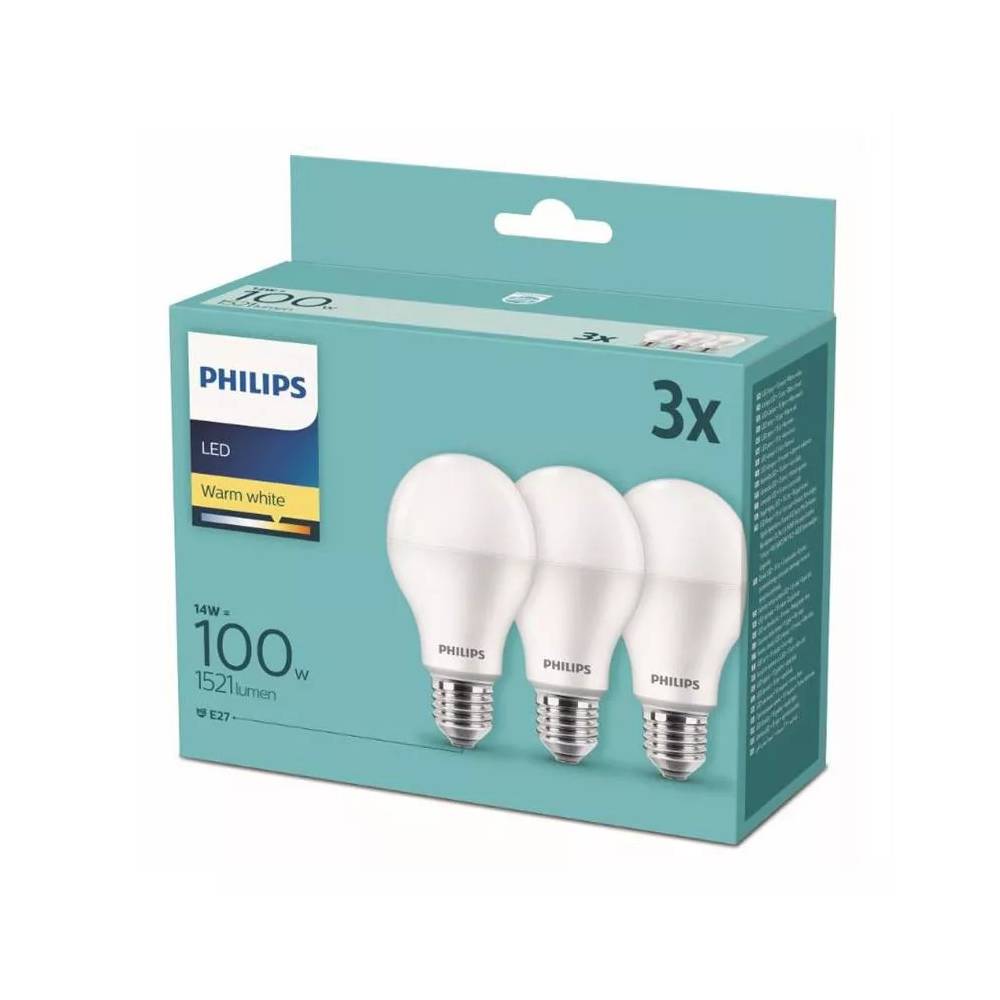 LED lemputė Philips A67, 14W, E27, 2700K, 1521lm, 3 vnt.