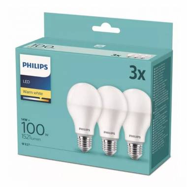 LED lemputė Philips A67, 14W, E27, 2700K, 1521lm, 3 vnt.