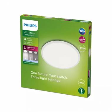 Šviestuvas Philips SuperSlim, 15W, LED, IP54, baltas, 25 cm x 2.3 cm