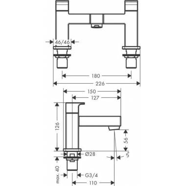 Vonios maišytuvas Hansgrohe Shape Vernis, juodas