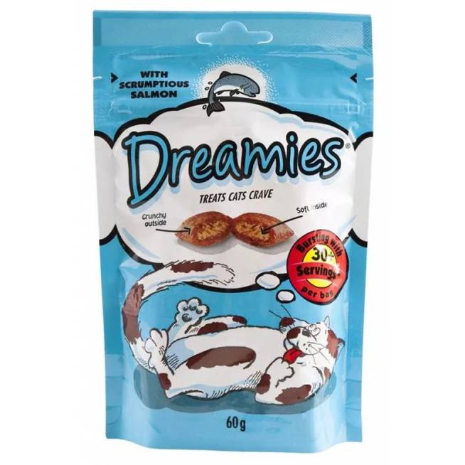 Skanėstai katėms Dreamies, su lašiša, 60 gr