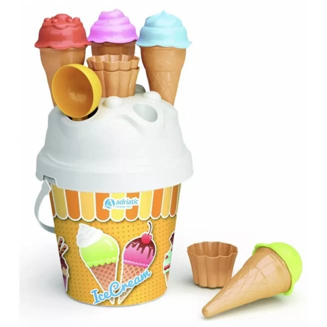 Smėlio žaislų rinkinys Adriatic Ice Cream Bucket 1112, įvairių spalvų, 90 mm x 90 mm