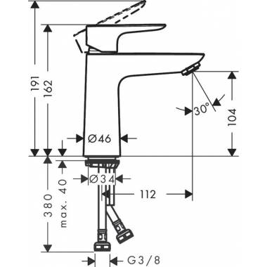 Praustuvo maišytuvas Hansgrohe Talis E110, juodas