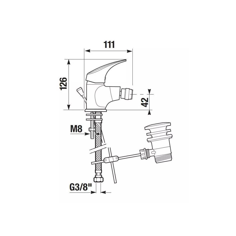 Bidė maišytuvas Jika Talas H3411N10041111, chromo