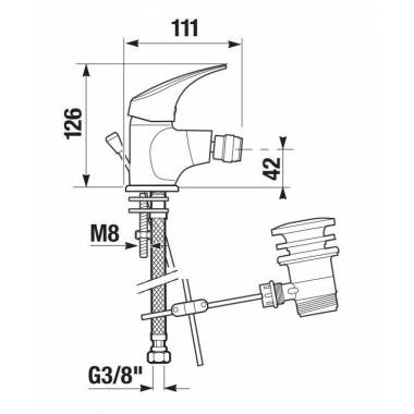 Bidė maišytuvas Jika Talas H3411N10041111, chromo