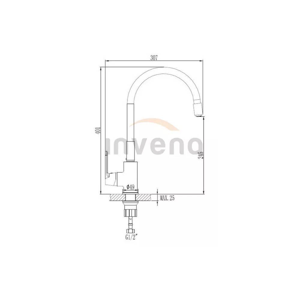 Virtuvinis maišytuvas Invena Joga Plus BZ-32-P04-C, juodas