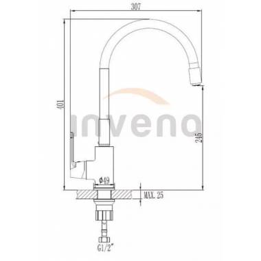 Virtuvinis maišytuvas Invena Joga Plus BZ-32-P04-C, juodas