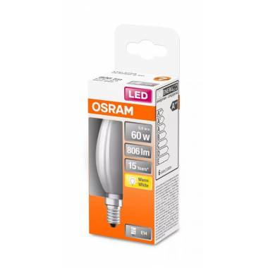 Lemputė Osram LED, B35, šiltai balta, E14, 6 W, 806 lm