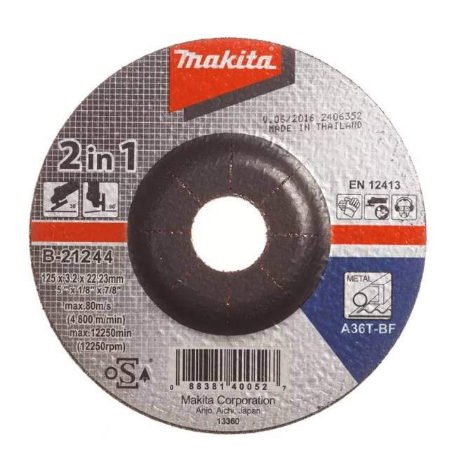 Pjovimo diskas kampiniam šlifuokliui Makita B-21244, 125 mm x 3.2 mm x 22.23 mm