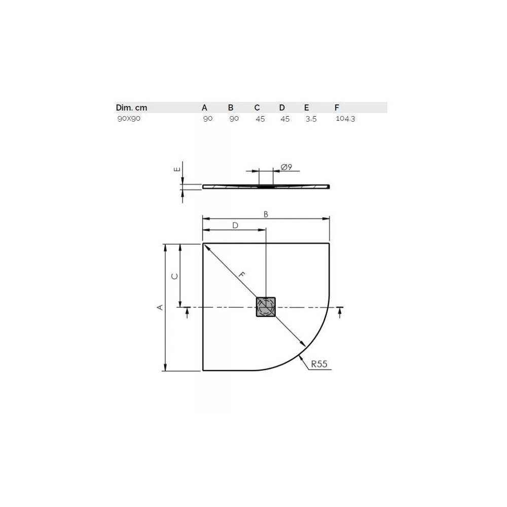 Dušo padėklas Masterjero Logic, 90 cm x 90 cm