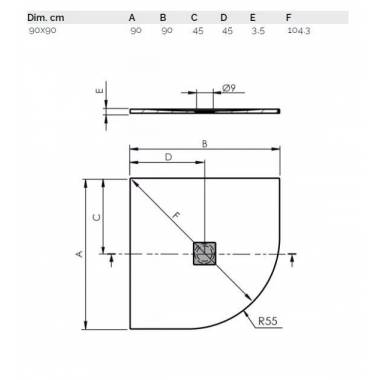 Dušo padėklas Masterjero Logic, 90 cm x 90 cm