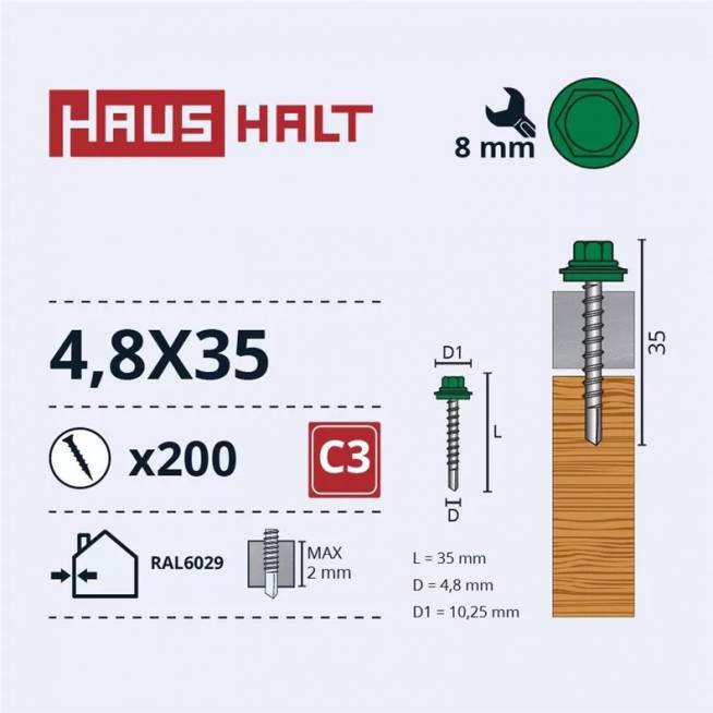 Savisriegis Haushalt DIN 7504K, 4.8 mm x 35 mm, 200 vnt.