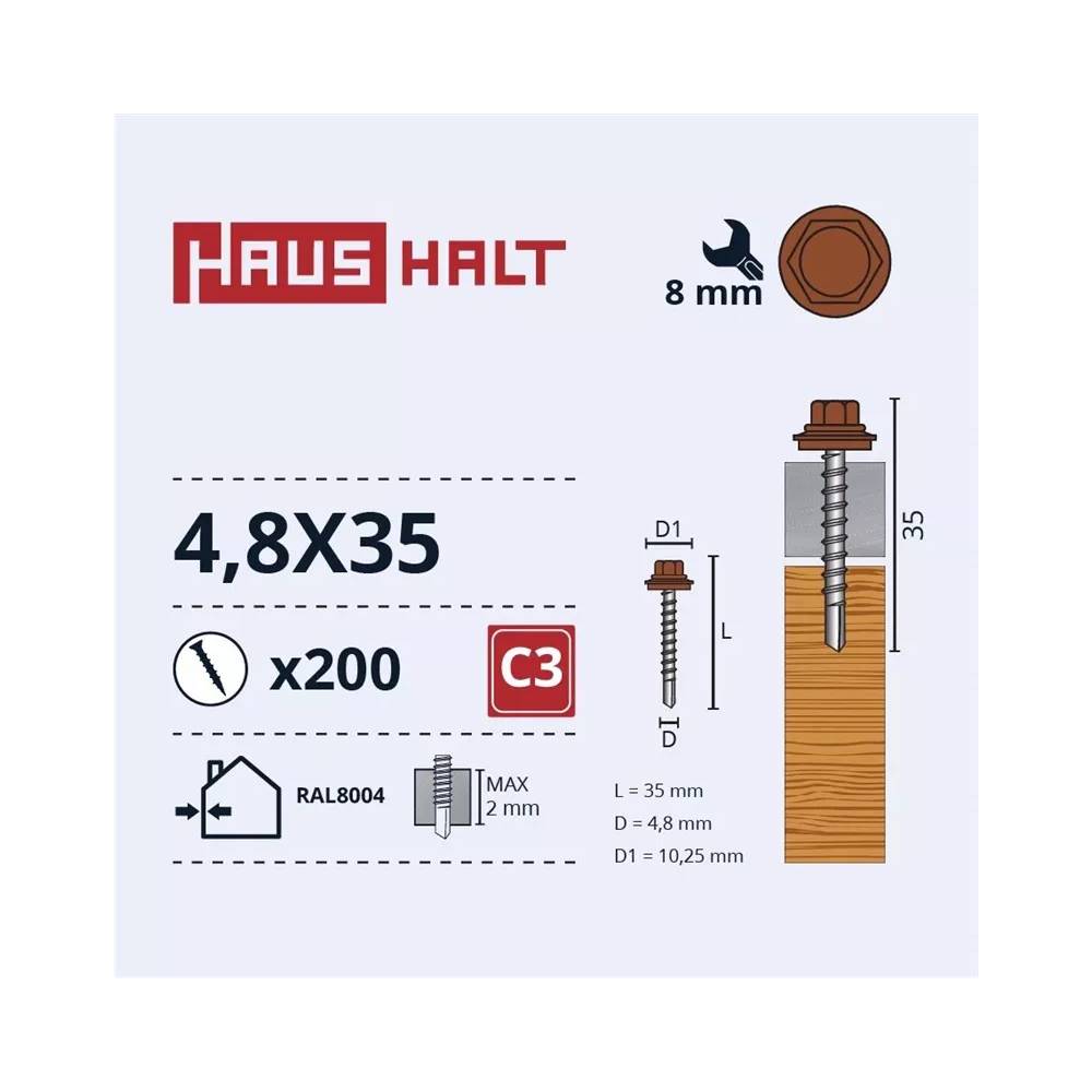 Savisriegis Haushalt DIN 7504K, 4.8 mm x 35 mm, 200 vnt.