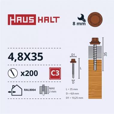 Savisriegis Haushalt DIN 7504K, 4.8 mm x 35 mm, 200 vnt.