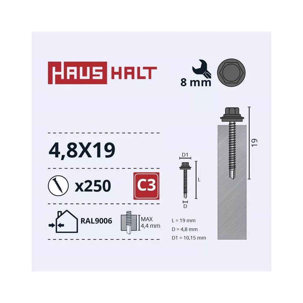 Savisriegis Haushalt DIN 7504K, 4.8 mm x 19 mm, 250 vnt.