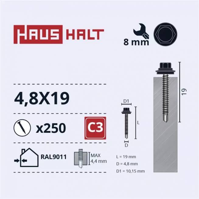 Savisriegis Haushalt, 4.8 mm x 19 mm, 250 vnt.