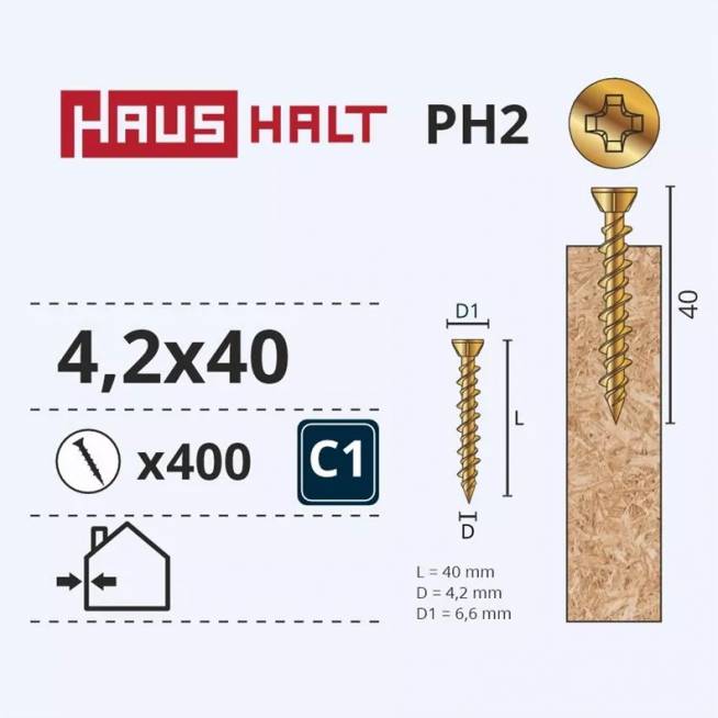 Medsraigtis Haushalt PH, 4.2 x 40 mm, geltona, 400 vnt.