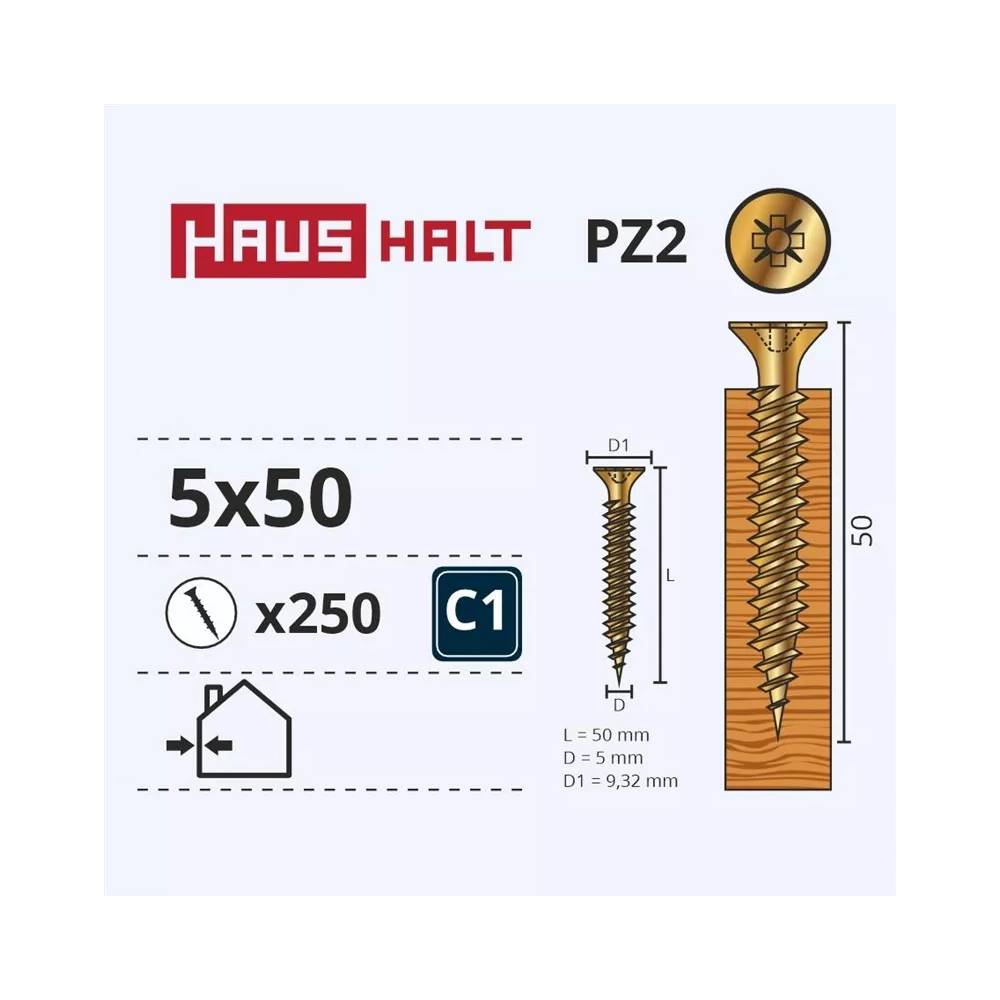 Medsraigtis Haushalt PZ2, 5 x 50 mm, geltona, 250 vnt.