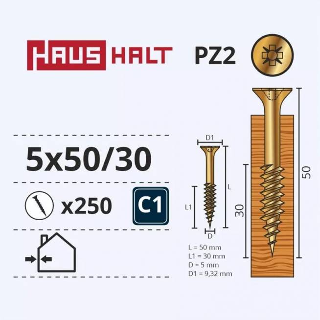 Medsraigtis Haushalt PZ2, 5 x 50 mm, geltona, 250 vnt.