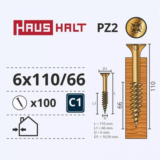 Medsraigtis Haushalt PZ3, 6 x 110 mm, geltona, 100 vnt.