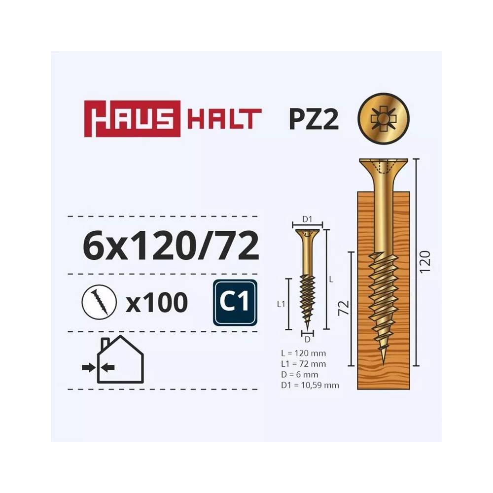 Medsraigtis Haushalt PZ3, 6 x 120 mm, geltona, 100 vnt.