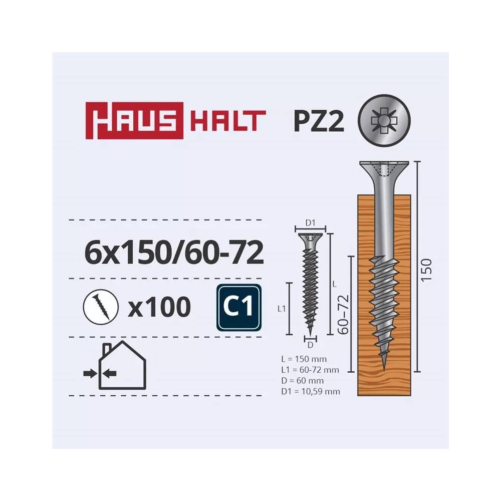 Medsraigtis Haushalt PZ3, 6 x 150 mm, balta, 100 vnt.