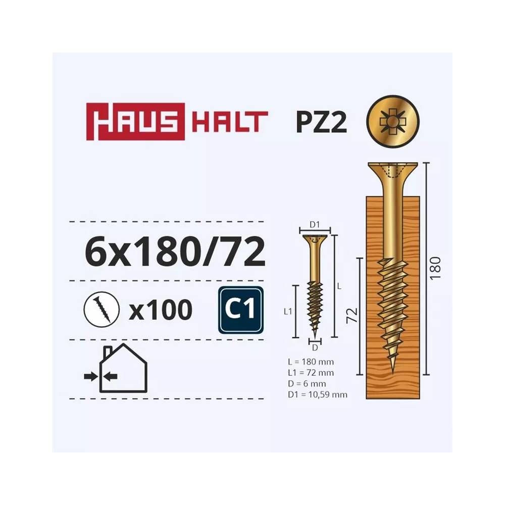 Medsraigtis Haushalt PZ3, 6 x 180 mm, geltona, 100 vnt.