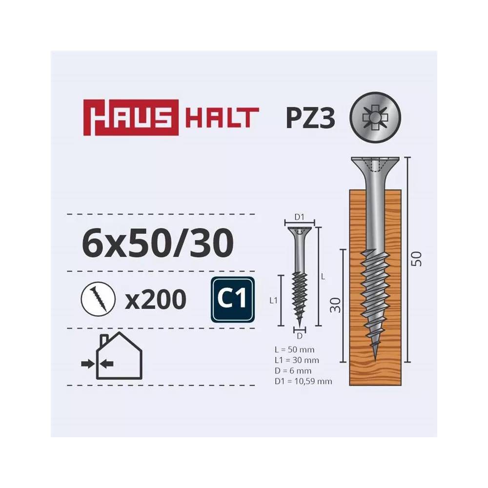 Medsraigtis Haushalt PZ3, 6 x 50 mm, balta, 200 vnt.