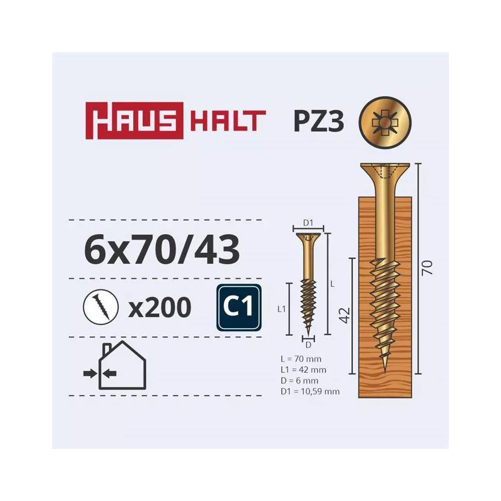 Medsraigtis Haushalt PZ3, 6 x 70 mm, geltona, 200 vnt.